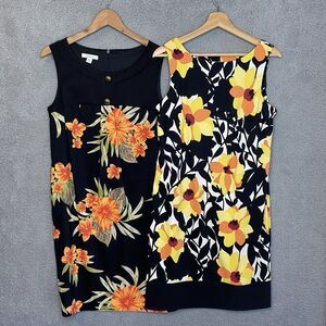 Lot of 2 Dress Barn Sheath Dress Casual Career Floral Stretch Sleeveless SZ 10